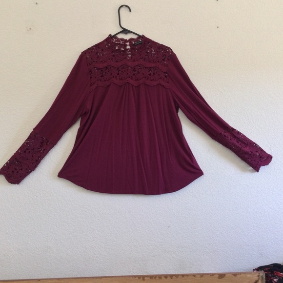 Classic Mock Lace Necked Long Sleeve Blouse - Picture 2 of 4